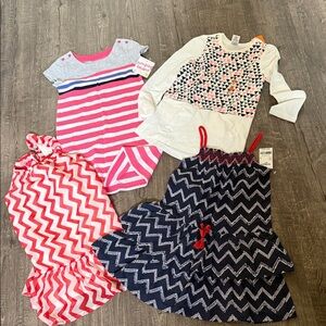 jumping beans Pink, Navy & Cream Patterned Girls Dress Set